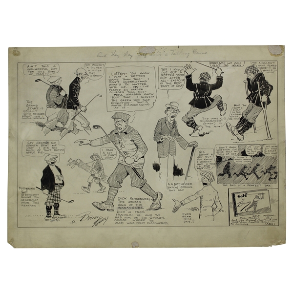 Original Clare Briggs Pen & Ink And They Say Golf Isnt A Talking Game Cartoon Featuring Golf Book Depiction Illustration