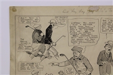 Original Clare Briggs Pen & Ink 'And They Say Golf Isn't A Talking Game' Cartoon Featuring 'Golf' Book Depiction Illustration