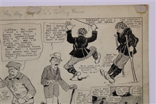 Original Clare Briggs Pen & Ink 'And They Say Golf Isn't A Talking Game' Cartoon Featuring 'Golf' Book Depiction Illustration