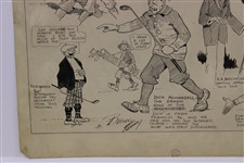 Original Clare Briggs Pen & Ink 'And They Say Golf Isn't A Talking Game' Cartoon Featuring 'Golf' Book Depiction Illustration