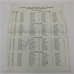 Jimmy Demaret Signed 1962 Thunderbird Classic Wednesday Pairing Sheet JSA ALOA