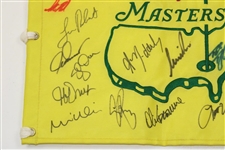 Multi-Signed 1999 Masters Embroidered Flag - Langer, Price, Weir, Sutton, & others JSA ALOA