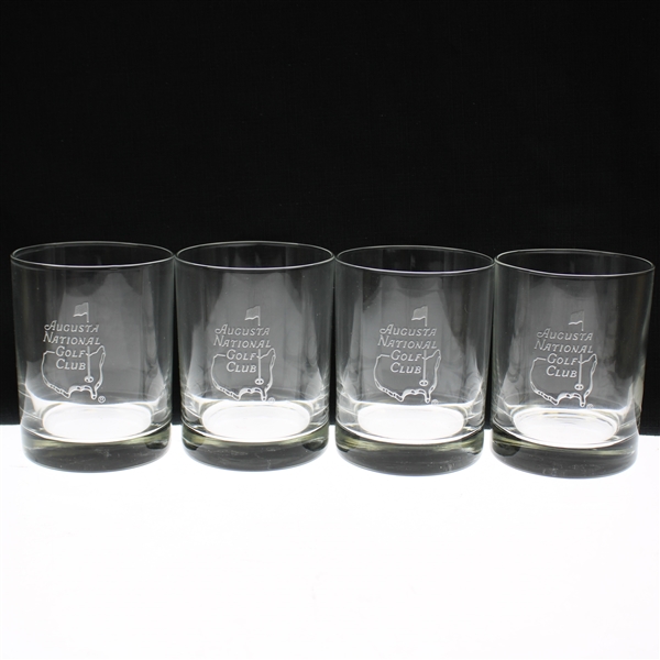 Vinny Giles Augusta National Golf Club Four (4) Sterling Cut Glasses in Original Box