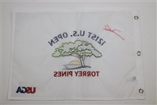 Jon Rahm Signed 2021 US Open at Torrey Pines Embroidered White Flag BECKETT #BB88052