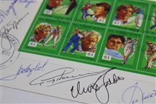Hogan, Seve, Nicklaus, Player, Norman, Olazabal & Faldo Signed 1991 Famous 60¢ Golfer Stamps JSA ALOA