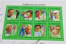 Hogan, Seve, Nicklaus, Player, Norman, Olazabal & Faldo Signed 1991 Famous 60¢ Golfer Stamps JSA ALOA