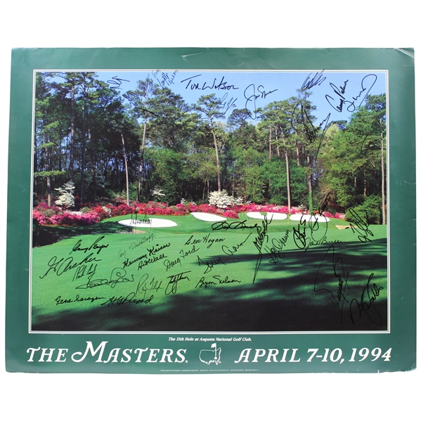 Masters Champs Multi-Signed 1994 Poster w/Picard, Hogan, Keiser, Seve, Middlecoff & 30 More! PSA FULL #AG53878