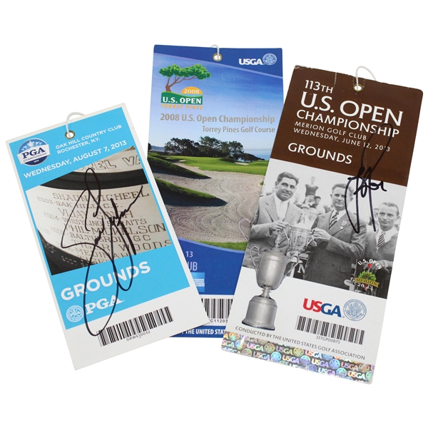 Justin Rose(2013 US Open) & Jason Dufner(2013 PGA) Signed Tickets Plus 2008 US Open Ticket JSA ALOA