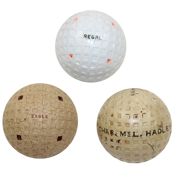 Three (3) Square Mesh Pattern Balls - Vintage Eagle & VS Royal plus Reproduction