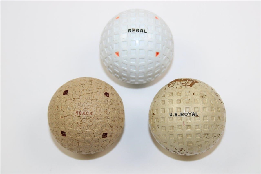 Three (3) Square Mesh Pattern Balls - Vintage Eagle & VS Royal plus Reproduction