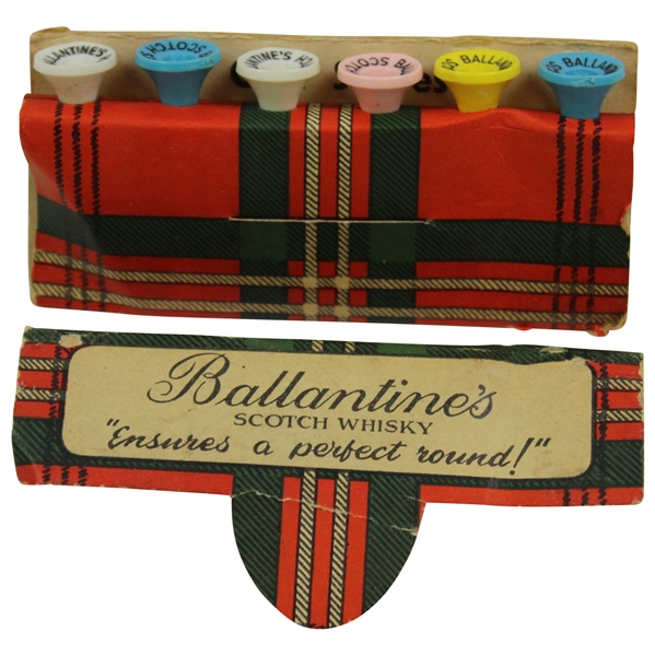 Classic Ballantines Scotch Whisky Golf Tee Set with Damaged Holder