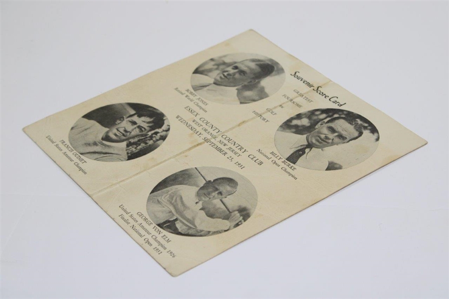 1931 Jones/Ouimet/Burke/Von Elm Essex CC Scorecard Plus 8x10 Wire Photo of Participants