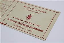 1930 US Amateur at Merion Cricket Club Official Scorecard - Jones Grand Slam