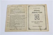 Charlie Yates & Bob Jones with others Scored 1941 Atlanta Athletic Club Scorecard