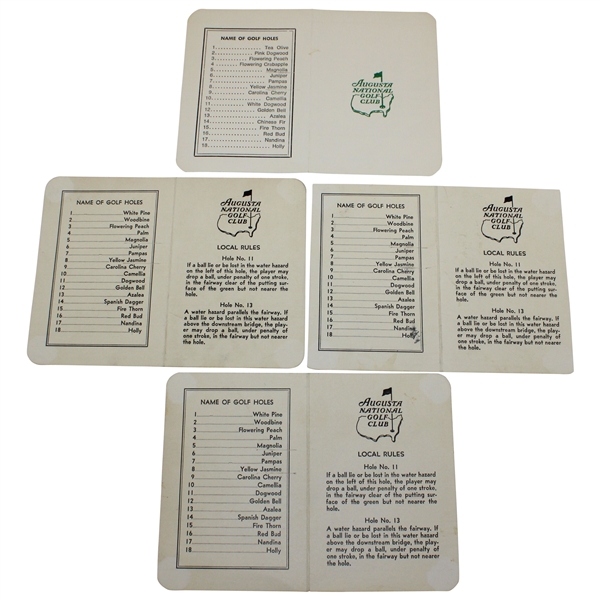 Group of Four (4) Augusta National Golf Club Official Scorecards
