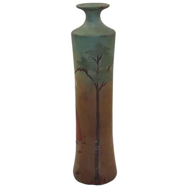 Vintage Weller Dickensware Lady Golfer Vase - 12 Tall