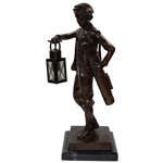 Vintage Large Spelter Bronzed Caddie Golfer with Working Lamp - 22 1/2" Tall