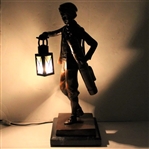 Vintage Large Spelter Bronzed Caddie Golfer with Working Lamp - 22 1/2 Tall