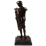 Vintage Large Spelter Bronzed Caddie Golfer with Working Lamp - 22 1/2 Tall