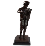 Vintage Large Spelter Bronzed Caddie Golfer with Working Lamp - 22 1/2 Tall
