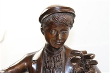 Vintage Large Spelter Bronzed Caddie Golfer with Working Lamp - 22 1/2 Tall