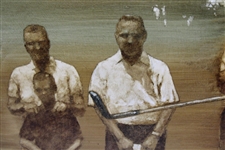 Original Arnold Palmer Oil Painting 'Follow Through' by Artist Robert Fletcher with Original Sketch