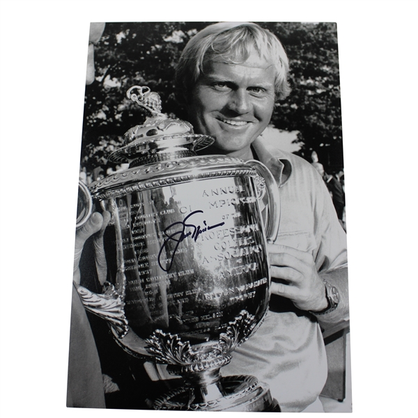 Jack Nicklaus Signed PGA Trophy B&W Photo with Letter JSA ALOA