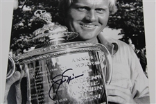 Jack Nicklaus Signed PGA Trophy B&W Photo with Letter JSA ALOA