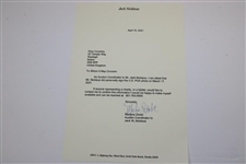 Jack Nicklaus Signed PGA Trophy B&W Photo with Letter JSA ALOA