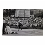 Jack Nicklaus Twice-Signed 1965 Masters Friday Rd 16th Green Putt B&W Photo with Letter JSA ALOA