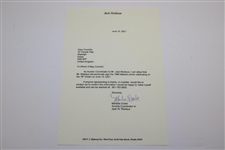 Jack Nicklaus Signed 1986 Masters Final Rd 18th Green Celebration Photo with Letter JSA ALOA
