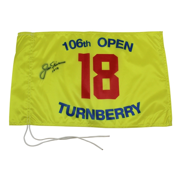 Jack Nicklaus Signed 106th OPEN Turnberry Replica Yellow Flag 1977 Date with Letter JSA ALOA