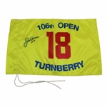 Jack Nicklaus Signed 106th OPEN Turnberry Replica Yellow Flag 1977 Date with Letter JSA ALOA