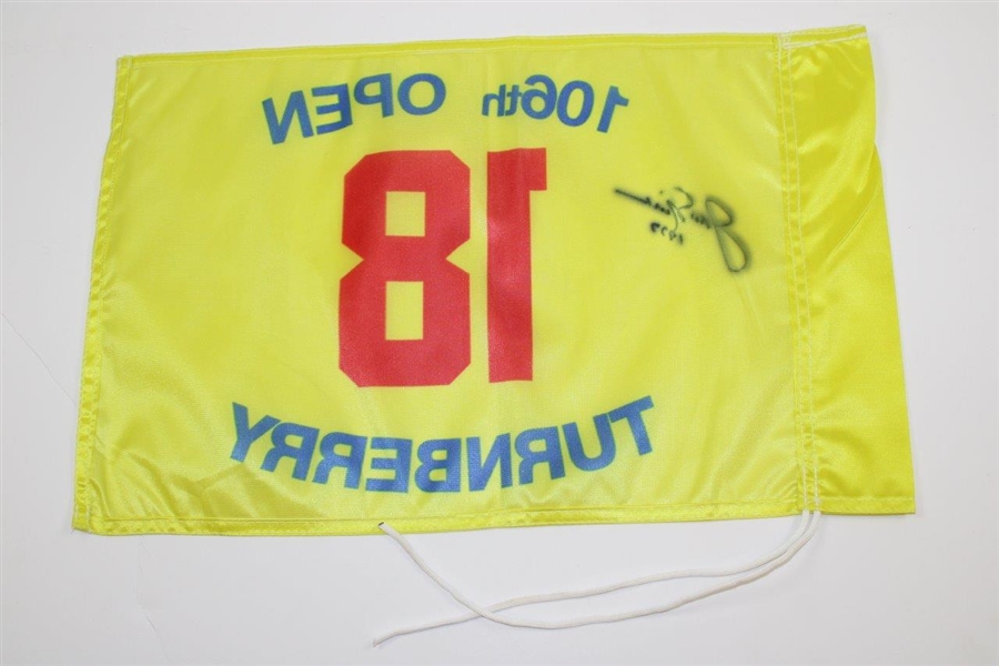 Jack Nicklaus Signed 106th OPEN Turnberry Replica Yellow Flag '1977' Date with Letter JSA ALOA