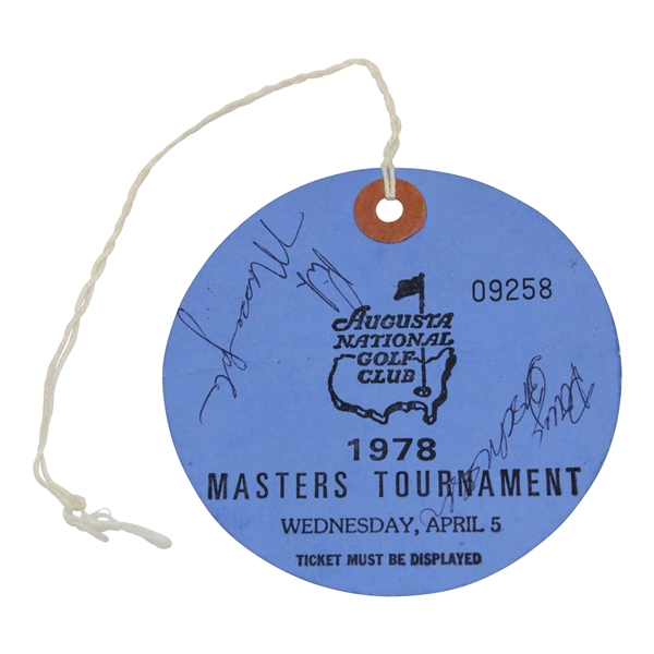 Multi-Signed 1978 Masters Tournament Wednesday Ticket #09258 - Par 3 Contest JSA ALOA