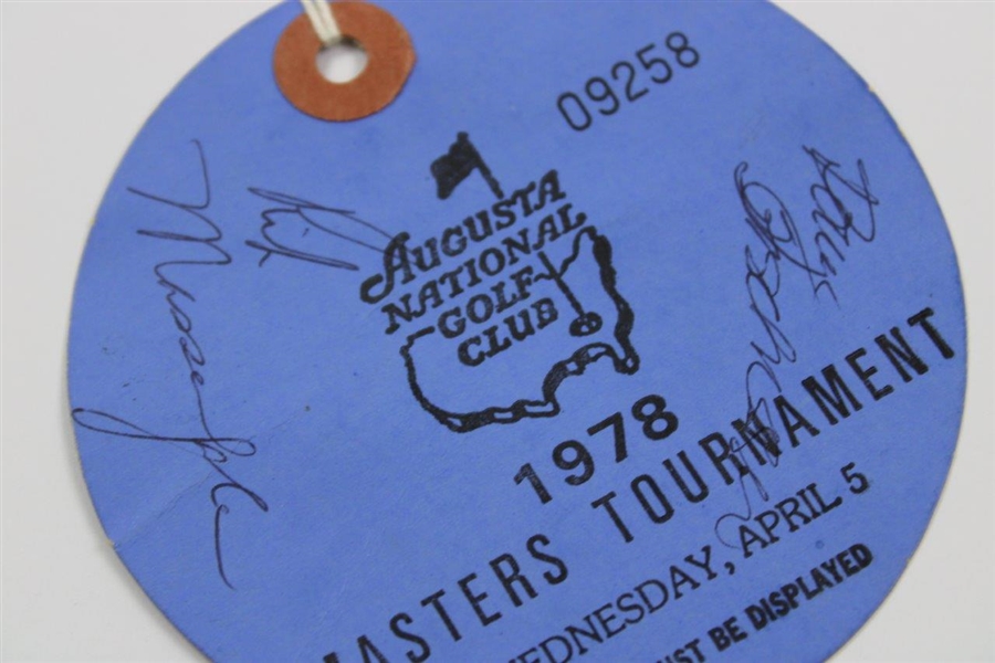 Multi-Signed 1978 Masters Tournament Wednesday Ticket #09258 - Par 3 Contest JSA ALOA