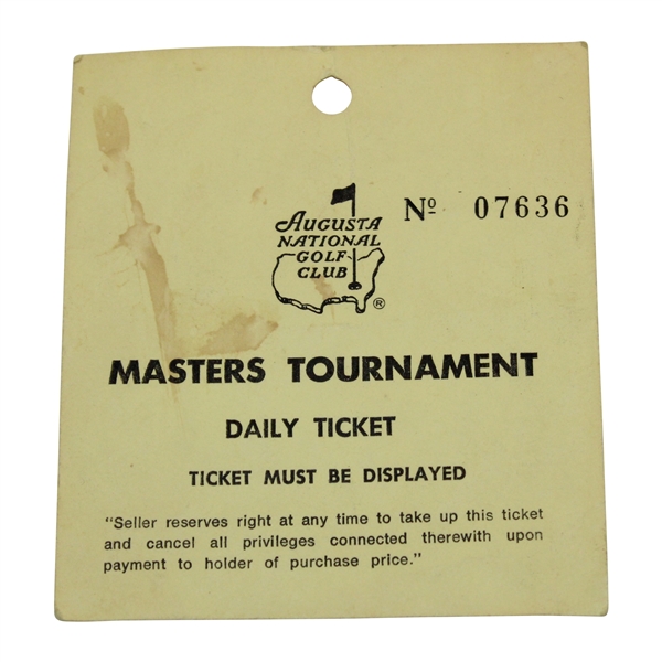 Circa 1970s Masters Tournament Extra Day Square Ticket #07636