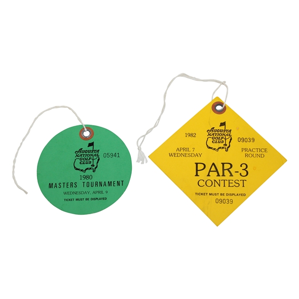 1980 & 1982 Masters Tournament Wednesday Tickets #05941 & 09039 - Par 3 Contest