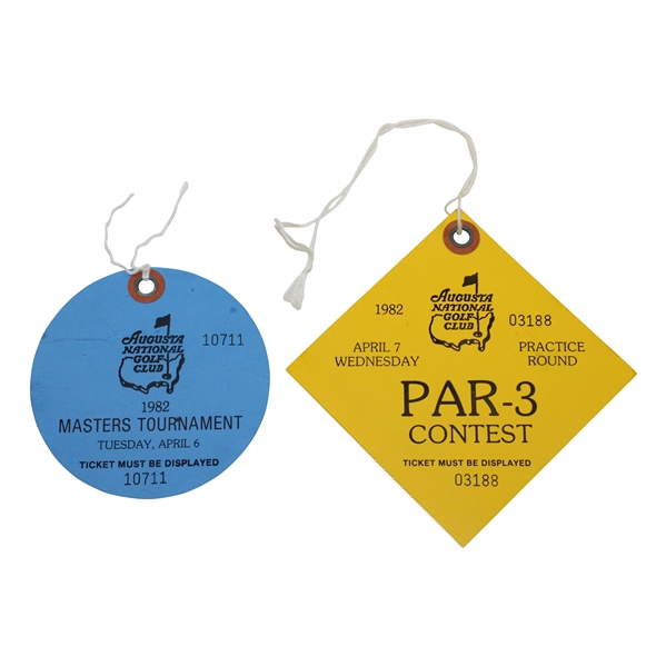1982 Masters Tournament Tuesday & Wednesday (Par 3) Tickets #10711 & 03188