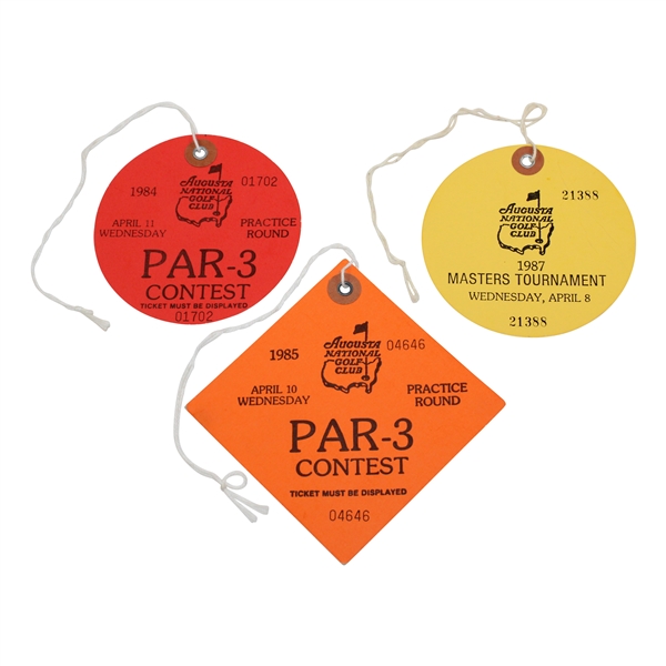 1984, 1985, & 1987 Masters Tournament Wednesday Tickets #01702, #04646, & #21388 - Par 3 Contest