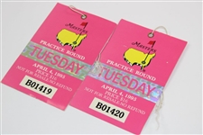 Ray Floyd Signed 1996 Masters Ticket with Five Practice Round Tickets & 1990 Parking Sticker JSA ALOA 