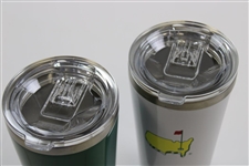 Pair of Unused Masters Tournament Green & White Logo Thermoses