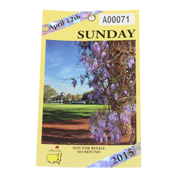 2015 Masters Tournament Sunday Final Round Ticket #A00071 - Jordan Spieth Winner