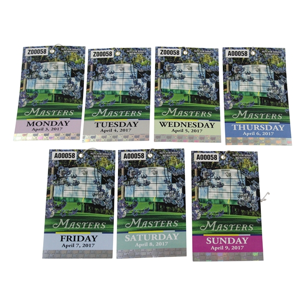 2017 Masters Tournament Monday-Sunday Full Tournament Week Ticket Set - Segio Garcia Winner