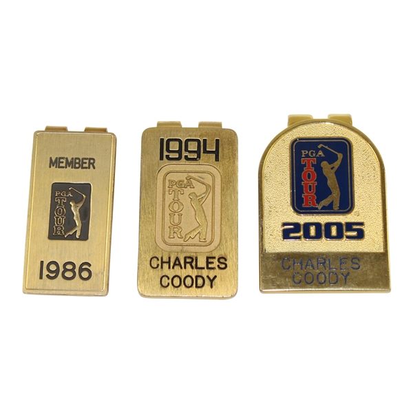 Charles Coodys Personal PGA Tour Member Money Clips - 1986, 1994 & 2005