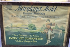 Vintage Unique Maryland Maid Golf Themed Human Hair Net Display with Contents