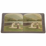 Seldom Seen 1906 Colored Stereo Optic Card - Golf Links at Crawford Notch House NH