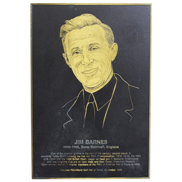 Jim Barnes 1886-1966 PGA World Golf Hall of Fame Inductee Accolades Plaque