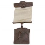 Circa 1930s Peirce School Uninscribed Bronze Medal with Golfer - White Ribbon & Bar Pin Name & 1906 Founding Date