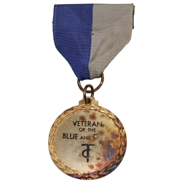 Tuxedo Golf Club Medal ‘Veteran of the Blue and Gray’ with Bar Pin & Blue/Gray Ribbon - Tarnished Medal